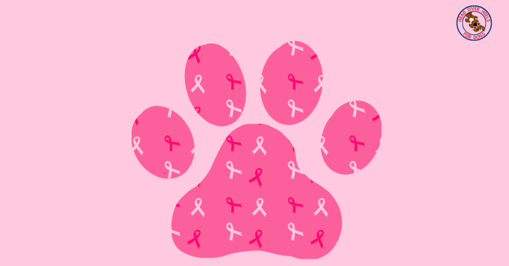 breast cancer in dogs, image pink paw with pink ribbons