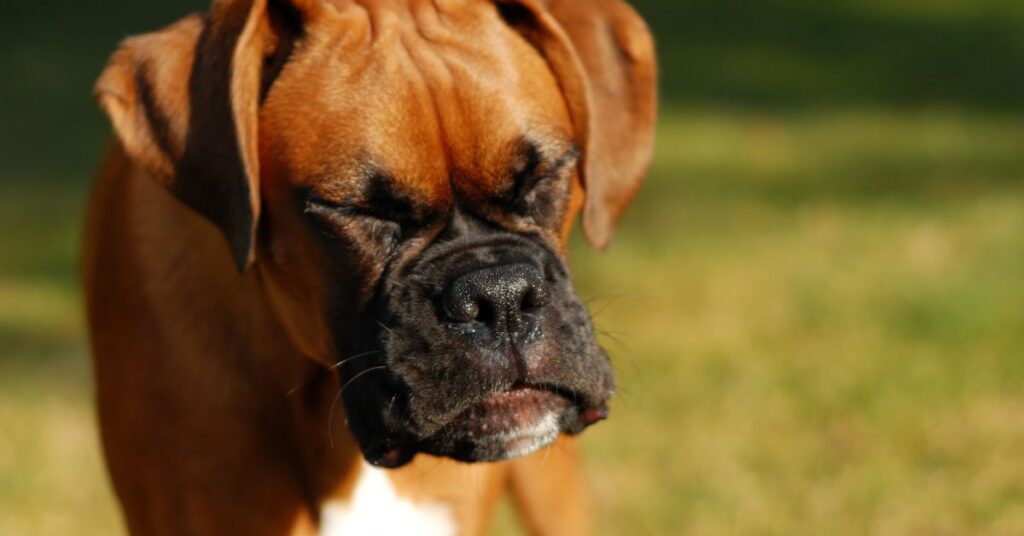 Boxer sneezing